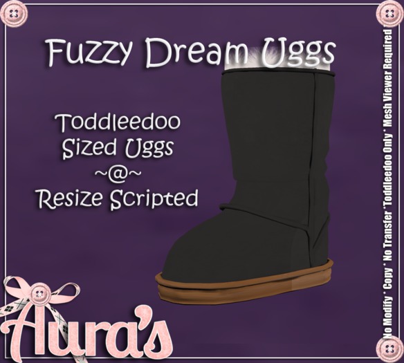 {Aura's} Fuzzy Dream Uggs {Black} for Toddleedoo
