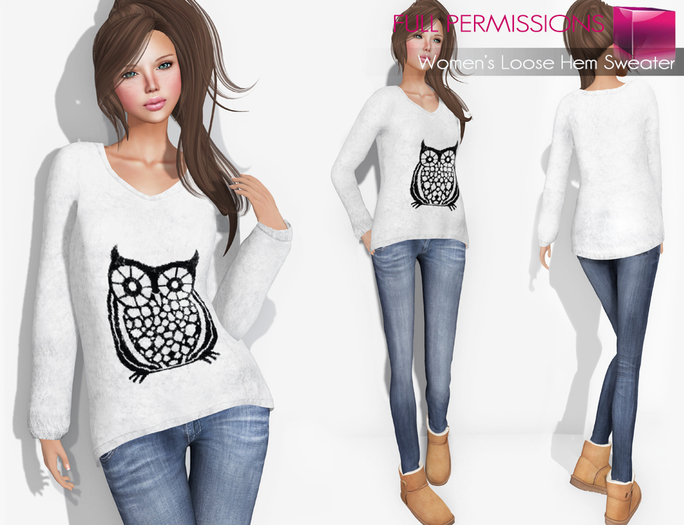 FULL PERM MI Rigged Mesh Women's Loose Hem Sweater