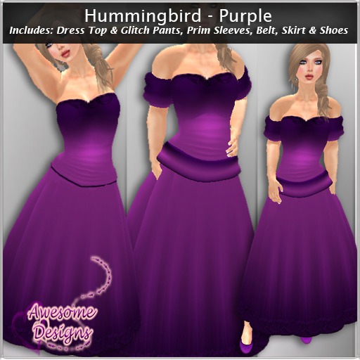 *Awesome Designs Hummingbird Dress In Purple