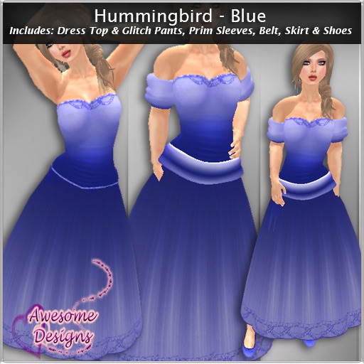 *Awesome Designs Hummingbird Dress In Blue