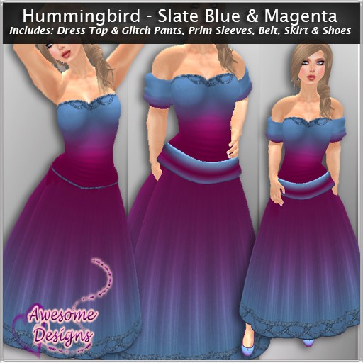 *Awesome Designs Hummingbird Dress In Slate Blue