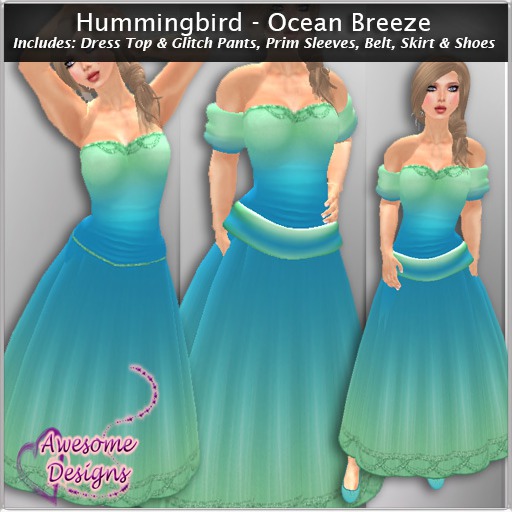 *Awesome Designs Hummingbird Dress In Ocean Breeze