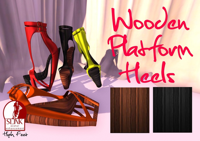 IAF Wooden Platform Heels (Light Blue) (Slink High Feet/2 Pack)