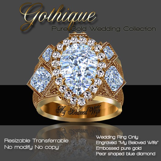 Exquisite Gothique Wedding Ring Pure Gold V2