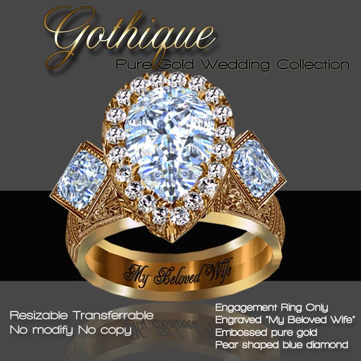 Exquisite Gothique Engagement Ring Pure Gold