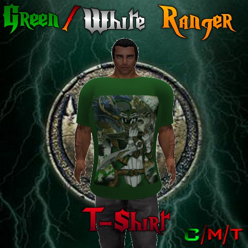 Green/White Ranger Male T-Shirt (BAGGED)
