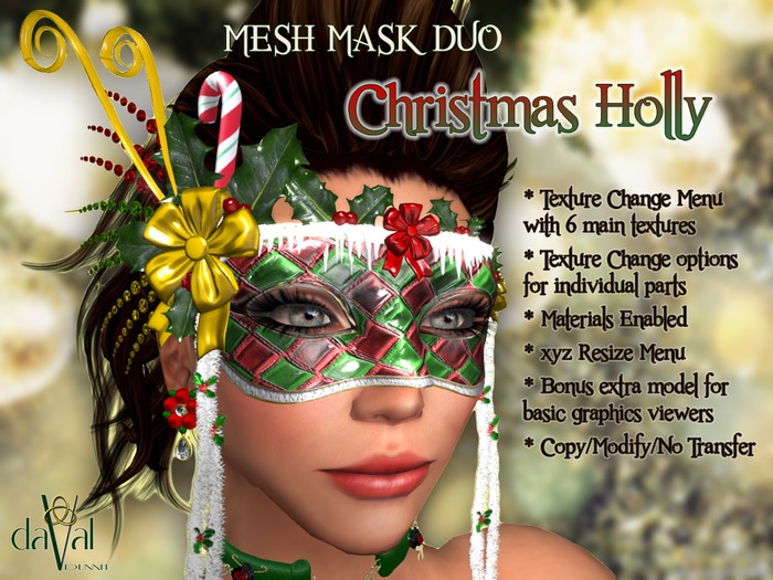daVal Masks - Christmas Holly DUO - DEMO