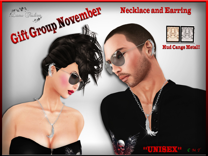 -Lamu Fashion-Gift Group November UNISEX Necklace and Earring Wing