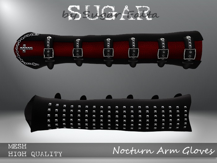 SUGAR - Nocturn Arm Gloves - BLACK w RED Accent