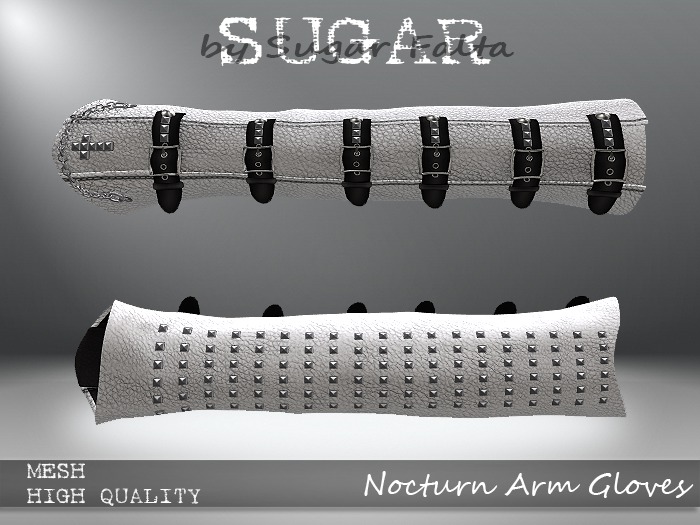 SUGAR - Nocturn Arm Gloves - WHITE w BLACK straps