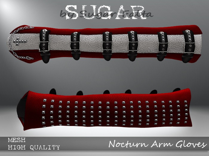 SUGAR - Nocturn Arm Gloves - RED w WHITE Accent