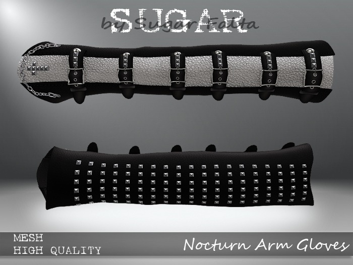 SUGAR - Nocturn Arm Gloves - BLACK w WHITE Accent
