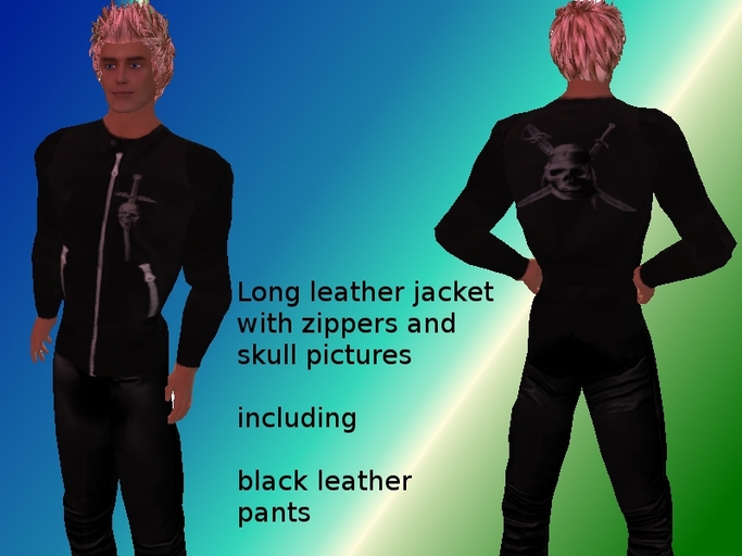 Leather jacket with zippers and leather pants