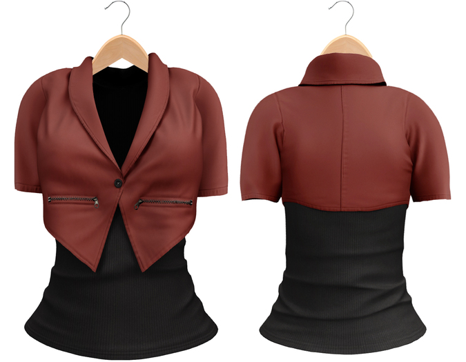 Blueberry Chlo - Crop Jacket & Optional Undershirts (Belleza Venus and Lola's Compatible) Red