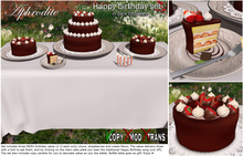 Aphrodite Happy birthdday dark chocolate cake set- Includes candles and buffet table!