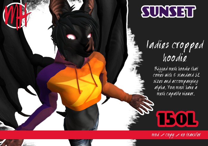 [MH] Sunset Mesh_Ladies Cropped Hoodie