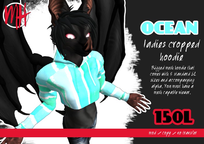 [MH] Ocean Mesh_Ladies Cropped Hoodie
