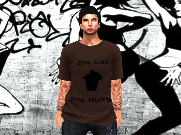 {Q-Essentials} Men's Mesh Stud Muffin Brown Shirt