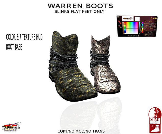 WARREN BOOTS RIGGED SLINKS FLAT FEET