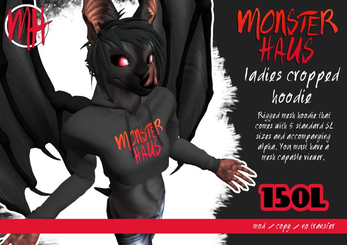 [MH] Monster Haus Mesh_Ladies Cropped Hoodie