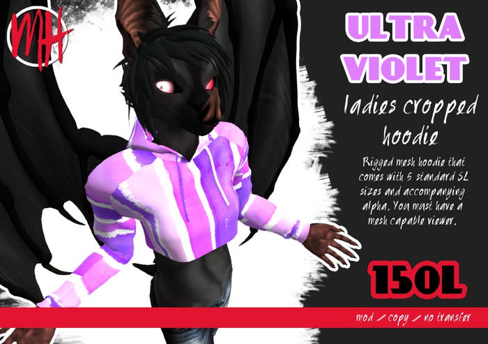 [MH] Ultraviolet Mesh_Ladies Cropped Hoodie