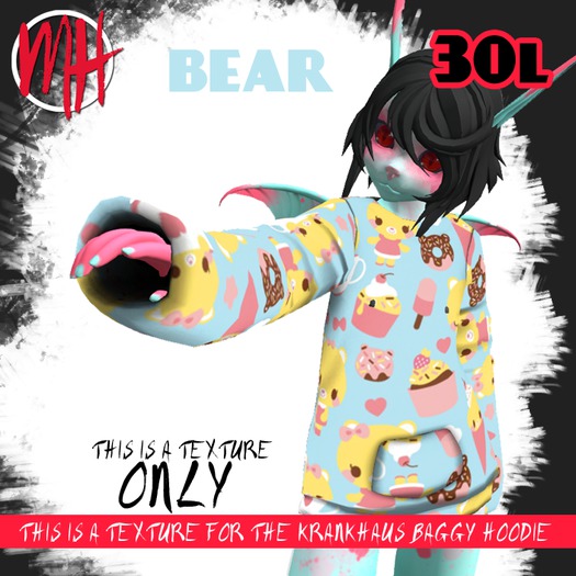 [MH] krankhaus - Kemono Baggy Hoodie Texture - Bears