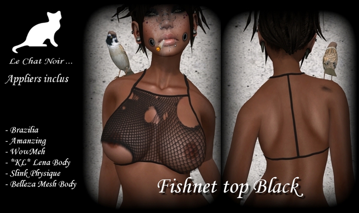 >.< LCN. Fishnet Top Black