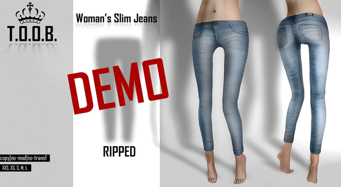 T.O.O.B.[WEAR]_Woman's Slim Jeans DEMO RIPPED