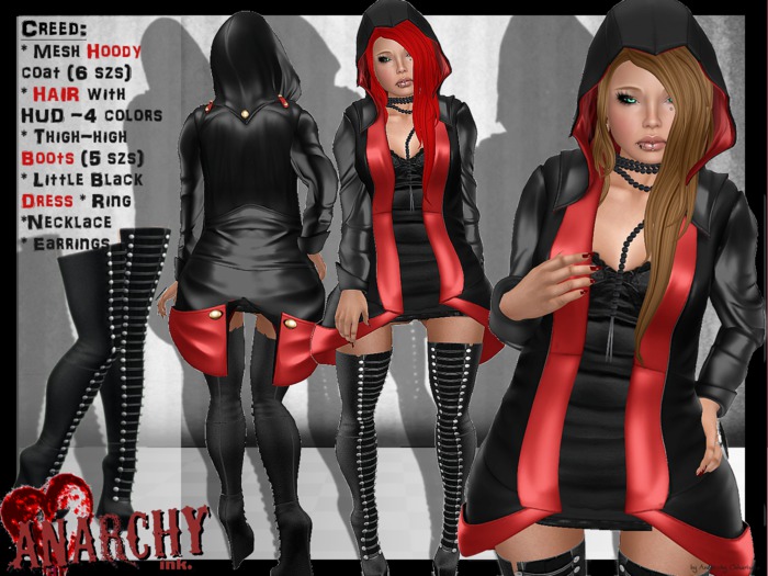 *An@rchy Ink* Muse Outfit! mesh top, studded spike pumps, tats, jewellery. All inclusive!