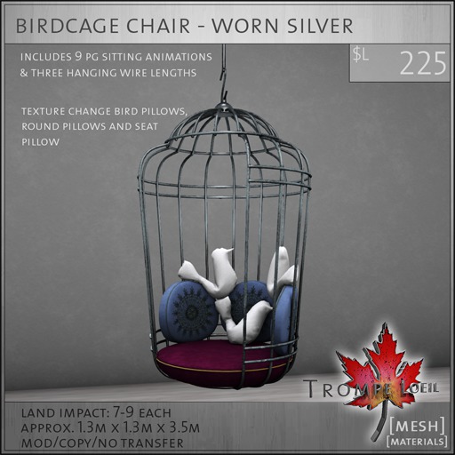 Trompe Loeil - Birdcage Worn Silver Metal [mesh]