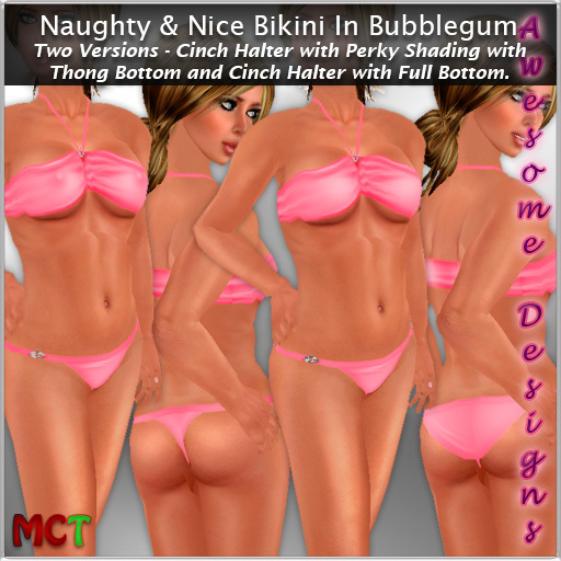 *Awesome Designs Naughty & Nice Bikini In Bubblegum