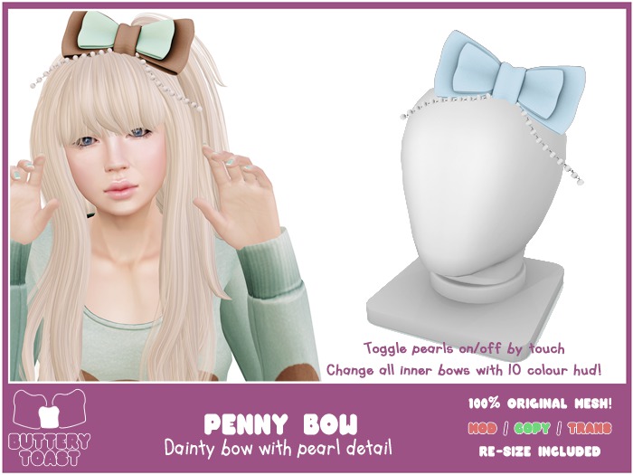 -Buttery Toast- Penny Bow - Blue