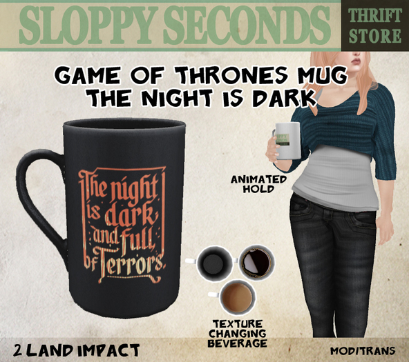 Second Life Marketplace Game of Thrones Mug The night is dark