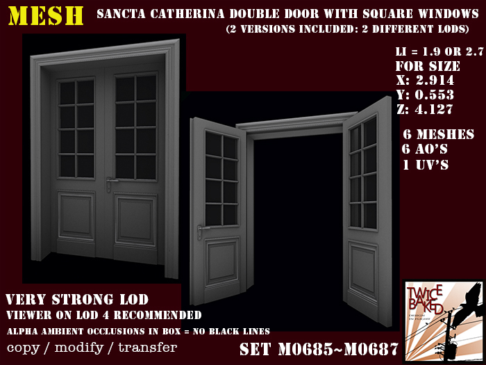 Gorgeous FP mesh double door (square windows version)  Li: 1.891 or 2.722 M0685 M0687