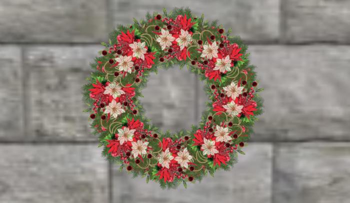 Red & White Poinsettia Mesh Wreath
