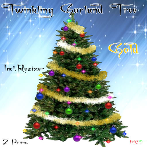 Christmas Twinkling  Garland tree Gold  Incl Resizer 