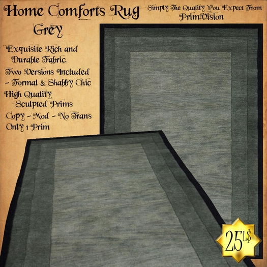 *PRIMVISION* Home Comforts Area Rug - Grey