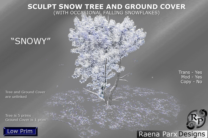 SCULPT TREE 5-PRIM "SNOWY" AND GROUND COVER - *RPD*