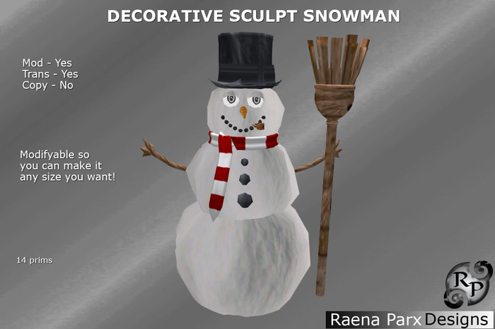 DECORATIVE SCULPT SNOWMAN - *RPD*