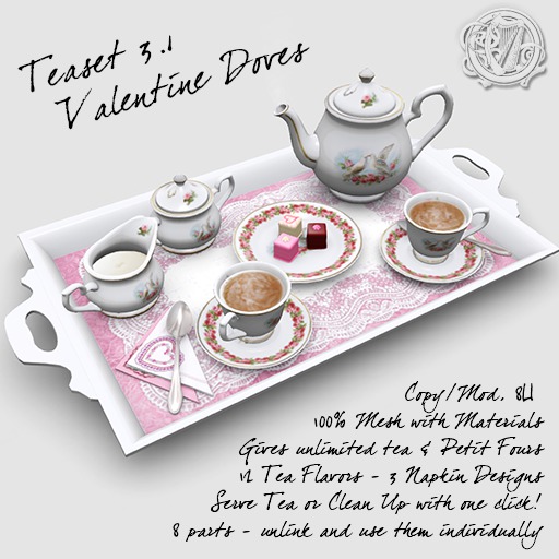 R(S)W Tea Set 3.1 - "Valentine Doves" Pattern