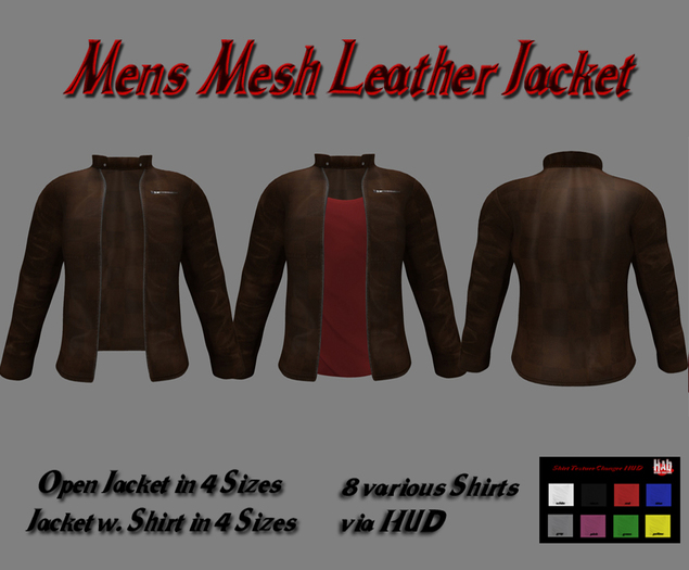 Mens Mesh Leather Jacket Brown Checkers