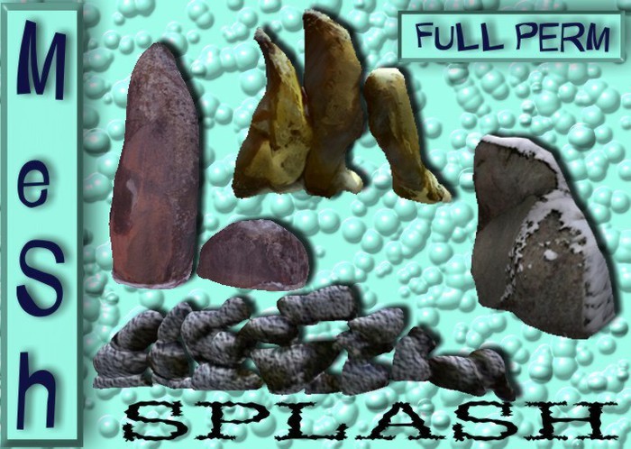 Splash BOX Mesh Full Perm Snowy Rocks -4 pack - 1/1each