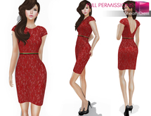 Full Perm Classic Rig Female Red Lace Mini Sheath Dress for Classic Avatars