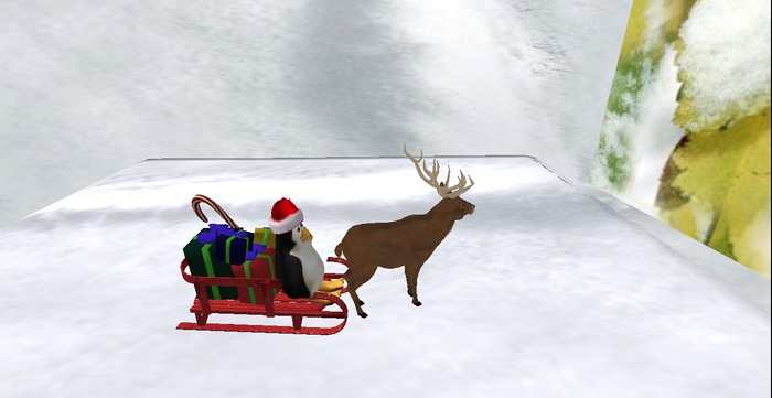 Tiny Reindeer Pulling Sleigh Decoration  MESH