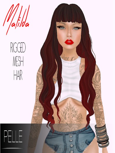 Pelle - MATILDA RIGGED MESH HAIR BLACK RED