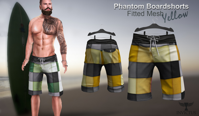 INVICTUS - phantom boardshorts  - FitMesh  yellow.