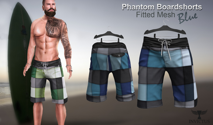 INVICTUS - phantom boardshorts - FitMesh Blue.