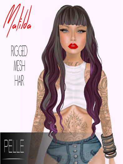 Pelle - MATILDA RIGGED MESH HAIR BLACK PURPLE