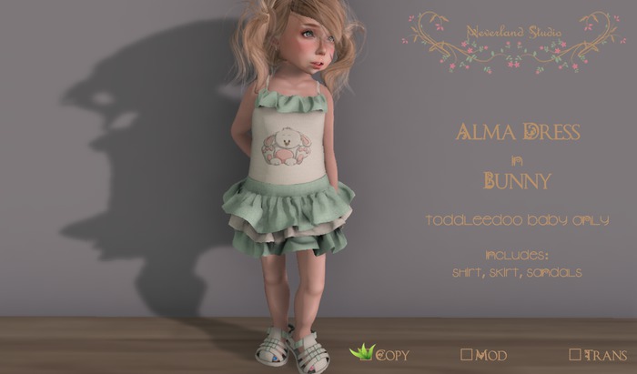 Neverland - Alma Dress TD Baby - Bunny