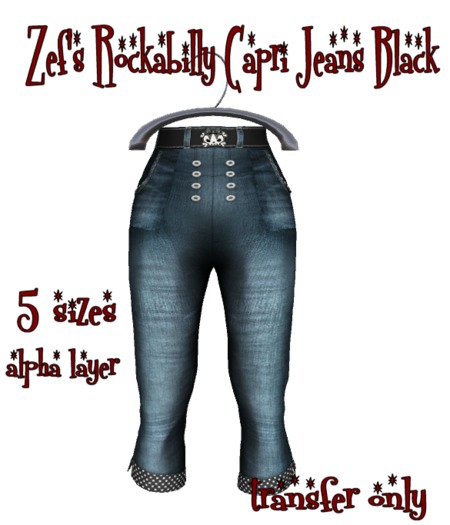 Zef's Rockabilly Capri Jeans Black